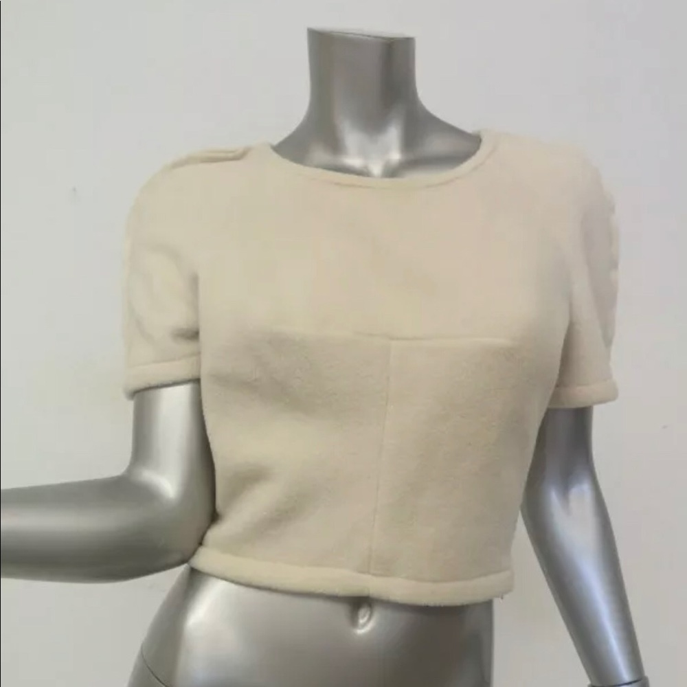 Opening Ceremony Cream Fleece Crop Top